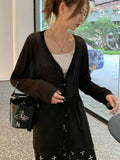 Oversized Knit Cardigan – V-Neck Long Sleeve