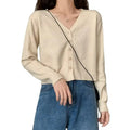 Cropped Knit Cardigan – V-Neck Button Front